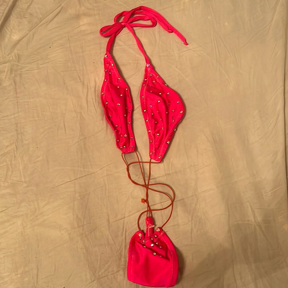 Sling exotic dancewear rhinestone crystal bikini